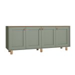 Μπουφές Bohemian Megapap χρώμα πράσινο - φυσικό οξιάς 180x40x75εκ. - Image 3