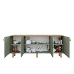 Μπουφές Bohemian Megapap χρώμα πράσινο - φυσικό οξιάς 180x40x75εκ. - Image 6