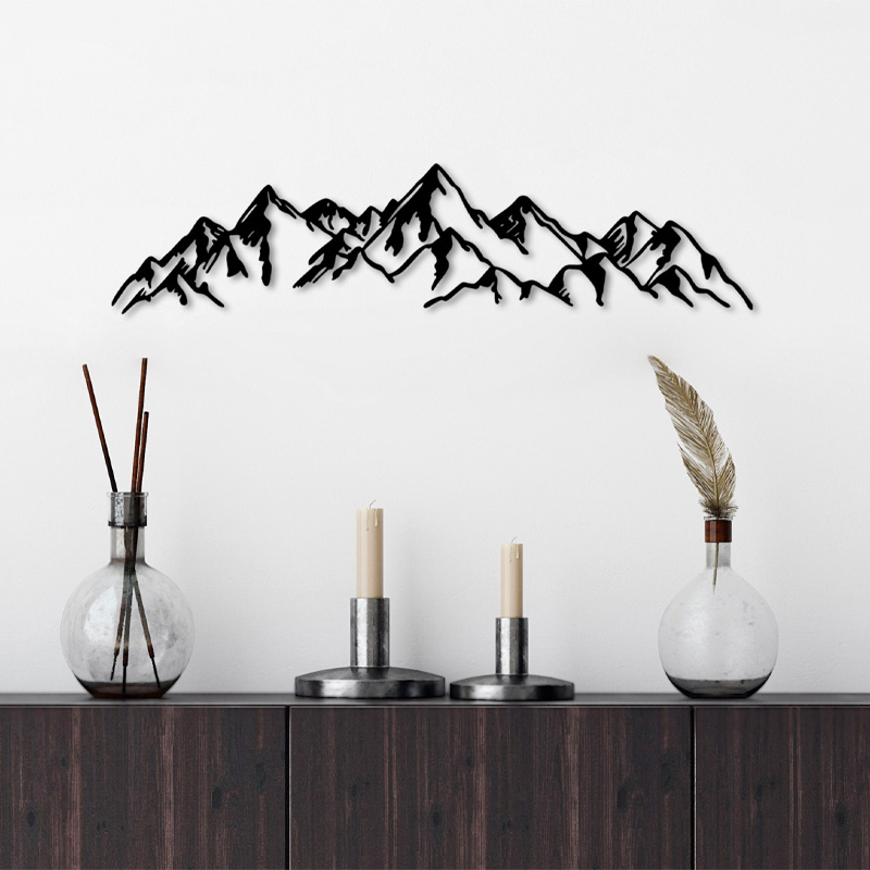 GP052-03021-0 Διακοσμητικό τοίχου Mountain Megapap μεταλλικό χρώμα μαύρο 62x14εκ. - Image 1