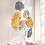 Διακοσμητικό τοίχου Metal Flower Megapap μεταλλικό χρώμα bronze - ασημί 75x100εκ. - Image 2