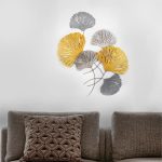 Διακοσμητικό τοίχου Metal Flower Megapap μεταλλικό χρώμα bronze - ασημί 75x100εκ. - Image 3