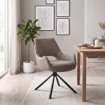 Πολυθρόνα τραπεζαρίας Alessia Megapap περιστρεφόμενη elephant grey ύφασμα - μεταλλικό μαύρο πόδι 58x66x85εκ. - Image 2