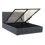 Κρεβάτι Iro Megapap υφασμάτινο με αποθηκευτικό χώρο χρώμα ανθρακί 150x200εκ. - Image 7