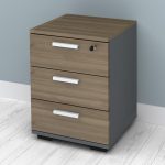 Συρταριέρα γραφείου με κλειδαριά επαγγελματική Venturo Megapap χρώμα ανθρακί - καρυδί 39x40x57εκ. - Image 3