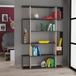 Βιβλιοθήκη Mito Megapap χρώμα ανοιχτή μόκα - ανθρακί 108x25x161εκ. - Image 2
