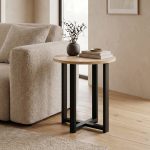 Τραπεζάκι βοηθητικό Mesa Megapap χρώμα sapphire oak Ø45x50εκ.