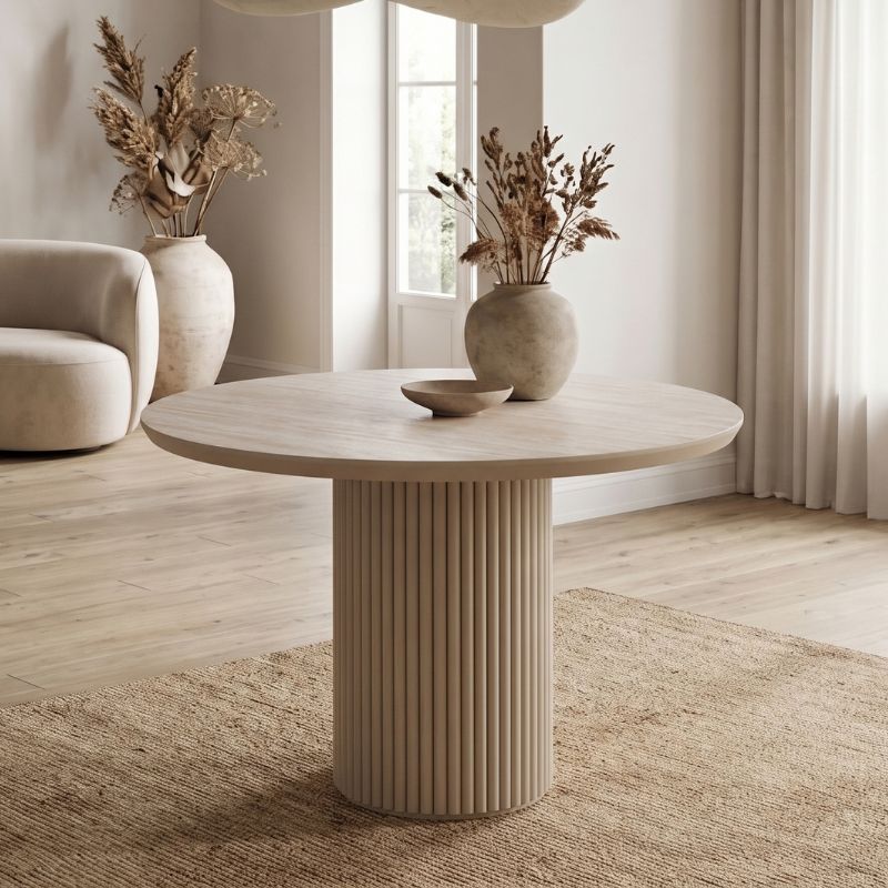 GP038-00351-0 Τραπέζι Hazar Megapap Mdf χρώμα travertine - sandstone Ø100,5x76εκ. - Image 1