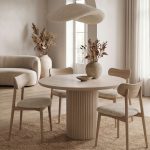 Τραπέζι Hazar Megapap Mdf χρώμα travertine - sandstone Ø100,5x76εκ. - Image 2