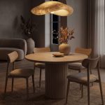Τραπέζι Hazar Megapap Mdf χρώμα travertine - sandstone Ø100,5x76εκ. - Image 4