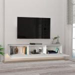 Έπιπλο τηλεόρασης επιτοίχιο Damla Megapap με LED χρώμα λευκό 180x29,5x29,5εκ. - Image 2