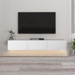 Έπιπλο τηλεόρασης επιτοίχιο Damla Megapap με LED χρώμα λευκό 180x29,5x29,5εκ. - Image 3