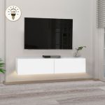 Έπιπλο τηλεόρασης επιτοίχιο Aristo Megapap με LED χρώμα λευκό 135x31,6x25εκ.