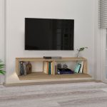 Έπιπλο τηλεόρασης επιτοίχιο Aristo Megapap με LED χρώμα sapphire oak 135x31,6x25εκ. - Image 2