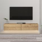 Έπιπλο τηλεόρασης επιτοίχιο Aristo Megapap με LED χρώμα sapphire oak 135x31,6x25εκ. - Image 3