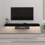 Έπιπλο τηλεόρασης επιτοίχιο Albares Megapap με LED χρώμα μαύρο 150x29,6x22εκ. - Image 2