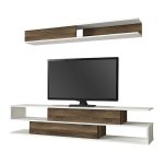 Σύνθεση τηλεόρασης Manet Megapap με LED χρώμα λευκό - καρυδί 180x29,5x39εκ. - Image 4