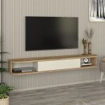 Έπιπλο τηλεόρασης επιτοίχιο Cross Megapap με LED χρώμα sepet oak - sandstone 150x29,6x19,2εκ. - Image 3