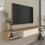 Έπιπλο τηλεόρασης επιτοίχιο Cross Megapap με LED χρώμα sepet oak - sandstone 150x29,6x19,2εκ. - Image 4