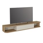 Έπιπλο τηλεόρασης επιτοίχιο Cross Megapap με LED χρώμα sepet oak - sandstone 150x29,6x19,2εκ. - Image 5