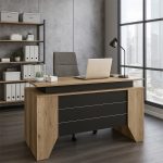 Γραφείο εργασίας Remida Megapap χρώμα sepet oak - ανθρακί 140x60x76,9εκ.