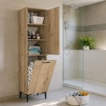 Ντουλάπι με καλάθι απλύτων Singa Megapap χρώμα sepet oak 45x40x180εκ. - Image 2