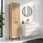 Ντουλάπι με καλάθι απλύτων Singa Megapap χρώμα sepet oak 45x40x180εκ. - Image 3