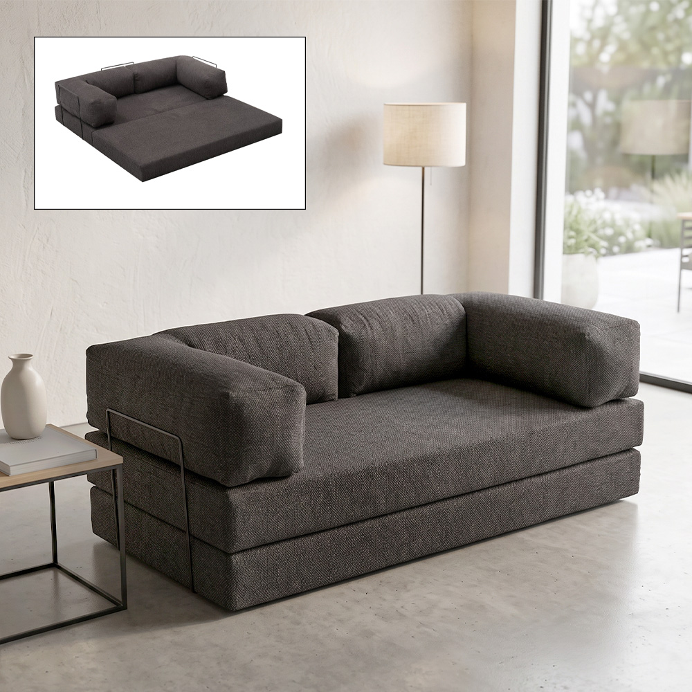 GP043-01041-0 Καναπές - κρεβάτι Comfort Megapap τριθέσιος υφασμάτινος χρώμα ανθρακί 190x95x75εκ. - Image 1