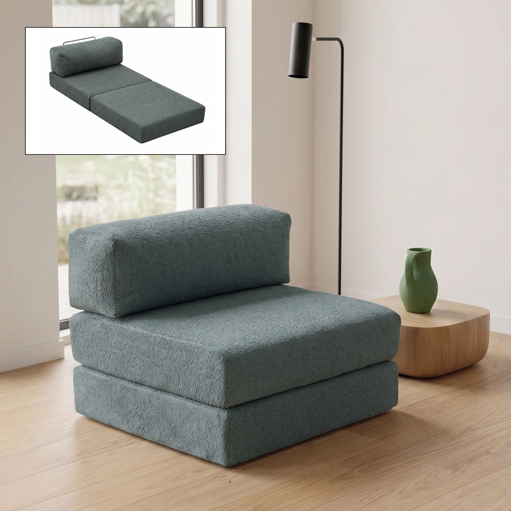 GP043-01064-0 Πολυθρόνα - κρεβάτι Comfort Megapap υφασμάτινη χρώμα μέντα 95x95x75εκ. - Image 1