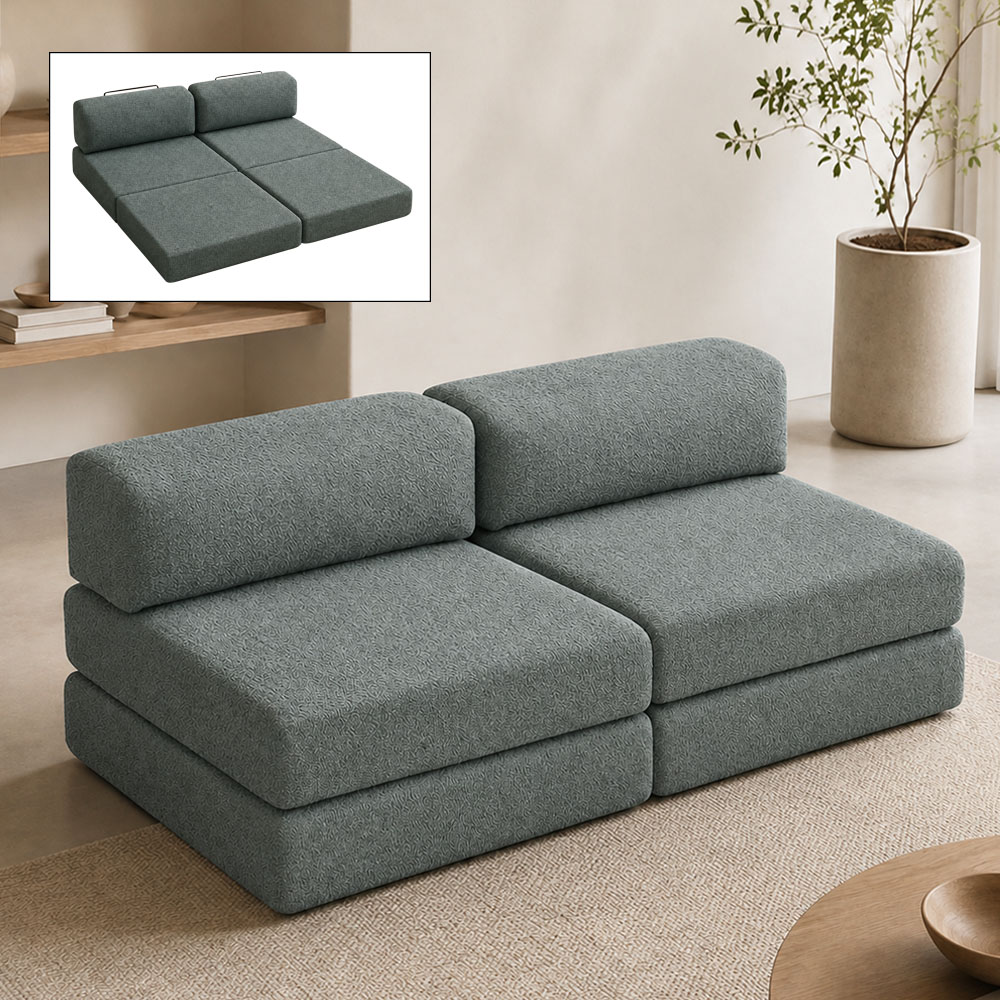 GP043-01074-0 Καναπές - κρεβάτι Comfort Megapap τριθέσιος υφασμάτινος χρώμα μέντα 190x95x75εκ. - Image 1