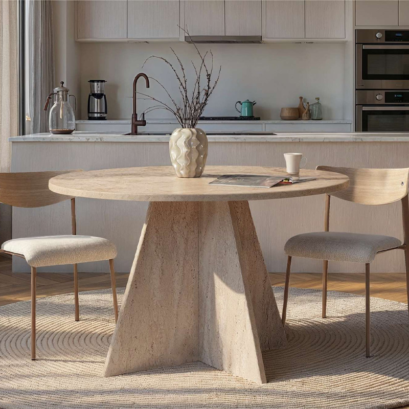 GP052-02702-0 Τραπέζι Virela Megapap χρώμα travertine Ø120x75εκ. - Image 1