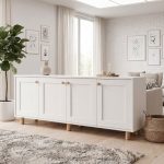 Μπουφές Bohemian Megapap χρώμα λευκό - φυσικό οξιάς 180x40x75εκ.