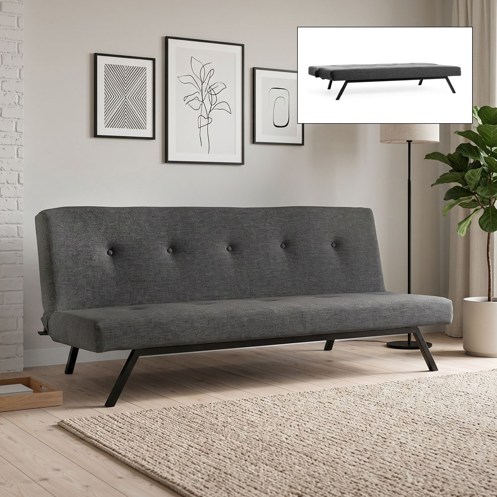 GP061-00213-0 Καναπές - Κρεβάτι Zola Megapap τριθέσιος υφασμάτινος χρώμα ανθρακί 180x64x78εκ. - Image 1