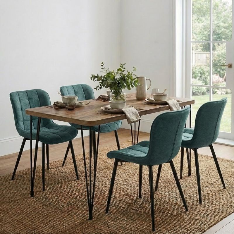 GP100-01263-0 Σετ τραπεζαρία 5τμχ Roger - Chiara Megapap Mdf - ύφασμα χρώμα ακακίας - πράσινο 120x70x75εκ. - Image 1
