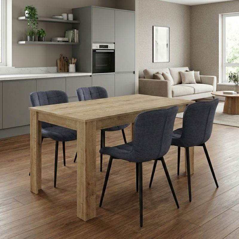 GP100-02141-0 Σετ τραπεζαρία 5τμχ Darlen - Chiara Megapap χρώμα sapphire oak - ανθρακί 125x72x74εκ. - Image 1