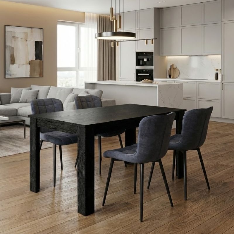GP100-02621-0 Σετ τραπεζαρία 5τμχ Darlen - Chiara Megapap χρώμα sencron black - ανθρακί 125x72x74εκ. - Image 1