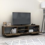 Έπιπλο τηλεόρασης Mensa Megapap χρώμα καρυδί 180x35x43cm. - Image 2