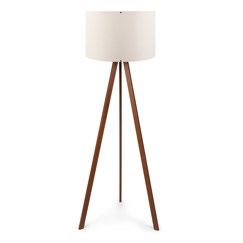 GP029-00013-0 Φωτιστικό δαπέδου Rosling Megapap Mdf/ύφασμα Pvc χρώμα καρυδί/μπεζ 38x21x140εκ. - Image 1