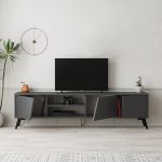 Έπιπλο τηλεόρασης Fiona Megapap χρώμα ανθρακί 180x35,6x48εκ. - Image 2