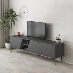 Έπιπλο τηλεόρασης Fiona Megapap χρώμα ανθρακί 180x35,6x48εκ. - Image 3
