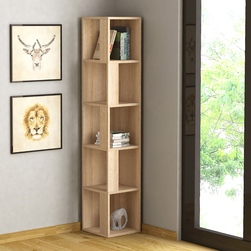 GP037-01554-0 Βιβλιοθήκη γωνιακή Piano Megapap χρώμα sapphire oak 31,4x31,4x158,9εκ. - Image 1