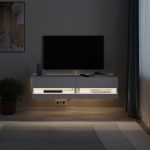 Έπιπλο τηλεόρασης επιτοίχιο Moon Megapap με LED χρώμα λευκό 120x33,8x30εκ. - Image 2