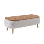 Έπιπλο τηλεόρασης Luno Megapap ύφασμα teddy χρώμα λευκό - pine oak 120x30x45εκ. - Image 5