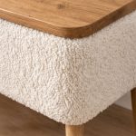 Κομοδίνο Nivo Megapap ύφασμα teddy χρώμα λευκό - pine oak 45x35x45εκ. - Image 3