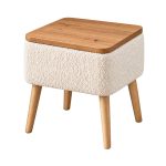 Κομοδίνο Nivo Megapap ύφασμα teddy χρώμα λευκό - pine oak 45x35x45εκ. - Image 4