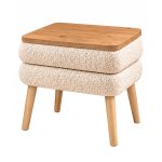 Κομοδίνο Nivo Megapap ύφασμα teddy χρώμα λευκό - pine oak 50x45x45εκ. - Image 4