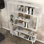 Βιβλιοθήκη Rain Megapap χρώμα λευκό - καρυδί 120x19,5x162εκ. - Image 2