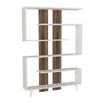Βιβλιοθήκη Rain Megapap χρώμα λευκό - καρυδί 120x19,5x162εκ. - Image 4
