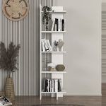 Βιβλιοθήκη Perla Megapap χρώμα λευκό 48x22x170εκ. - Image 2