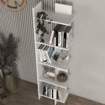 Βιβλιοθήκη Perla Megapap χρώμα λευκό 48x22x170εκ. - Image 3