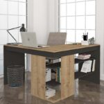 Γραφείο εργασίας Stylo Megapap χρώμα sapphire oak -  ανθρακί 120x120x73,8εκ. - Image 2